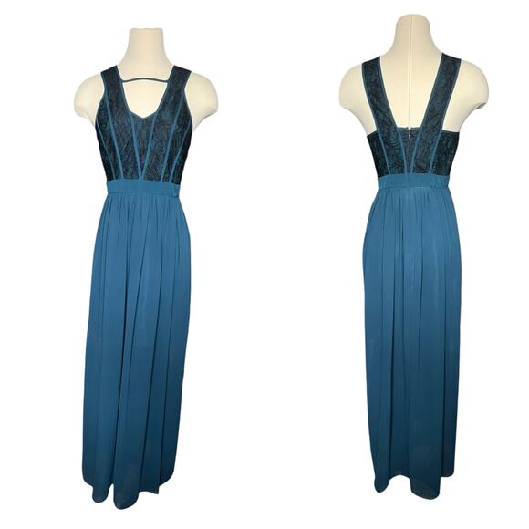 BCBGeneration Laced Teal Sleeveless Formal Dress‎ Size 4 Prom Grunge Regency - Picture 1 of 7